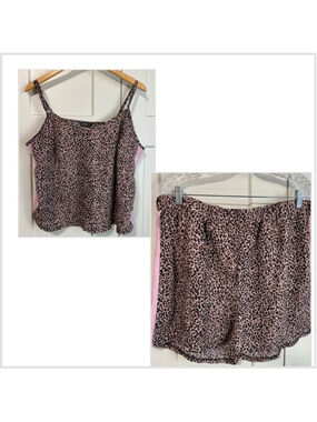 Shein Curve Leopard Print pajamas cami and Shorts Set size 3XL
